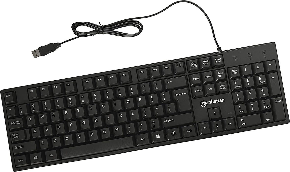Manhattan 179324-UK Keyboard USB Wired Black-Standard Qwerty Full Size