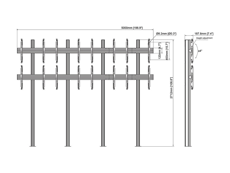 Multibrackets MBFM4x2U M Pro Series Floorstands Column - (32"-65")
