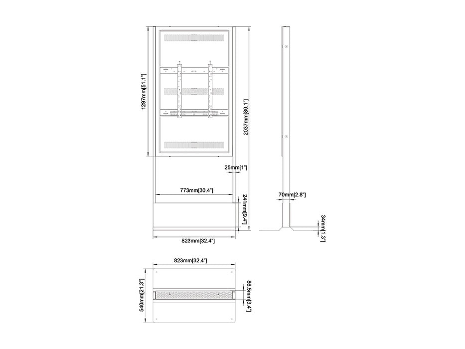 Multibrackets M Pro Series Floorbase Indoor Enclosure Totem - 55"