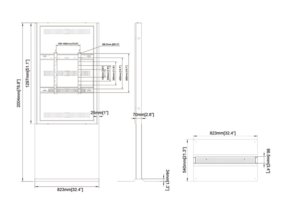 Multibrackets M Pro Series Floorbase Enclosure Totem Covered - 55"