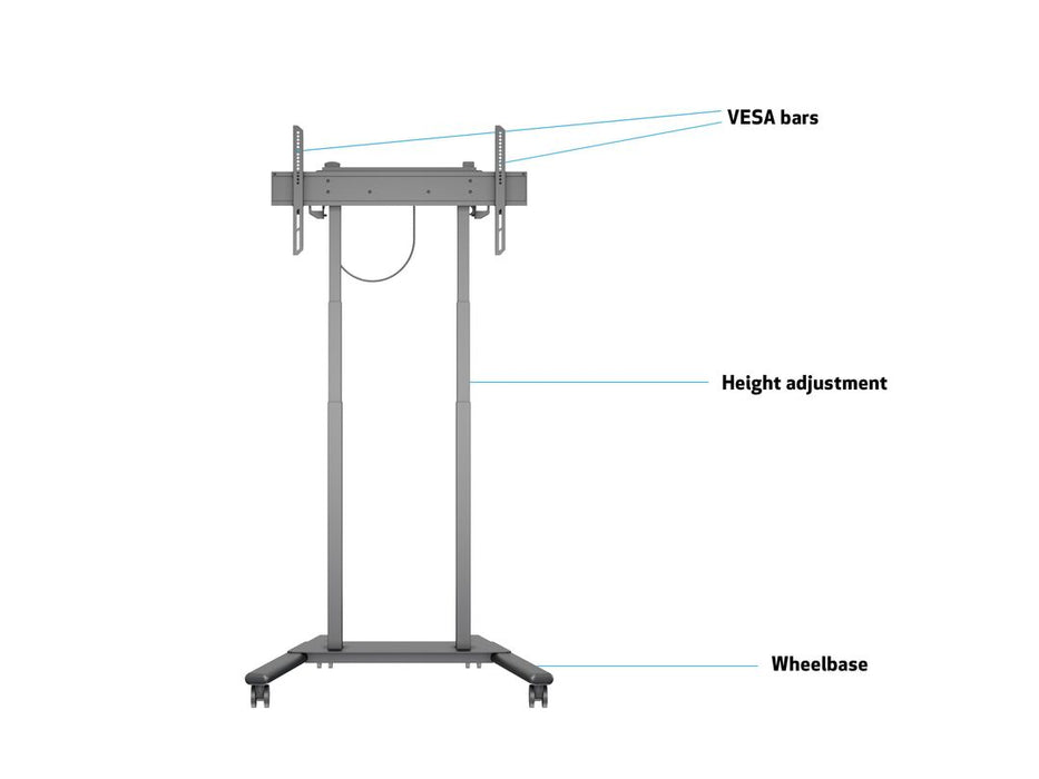 Multibrackets MB6751 M Electric Height-Adjustable Floorstand Display Trolley - Up to 37"-90" Screen