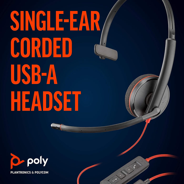 Poly Blackwire 3210 Wired Black Headset