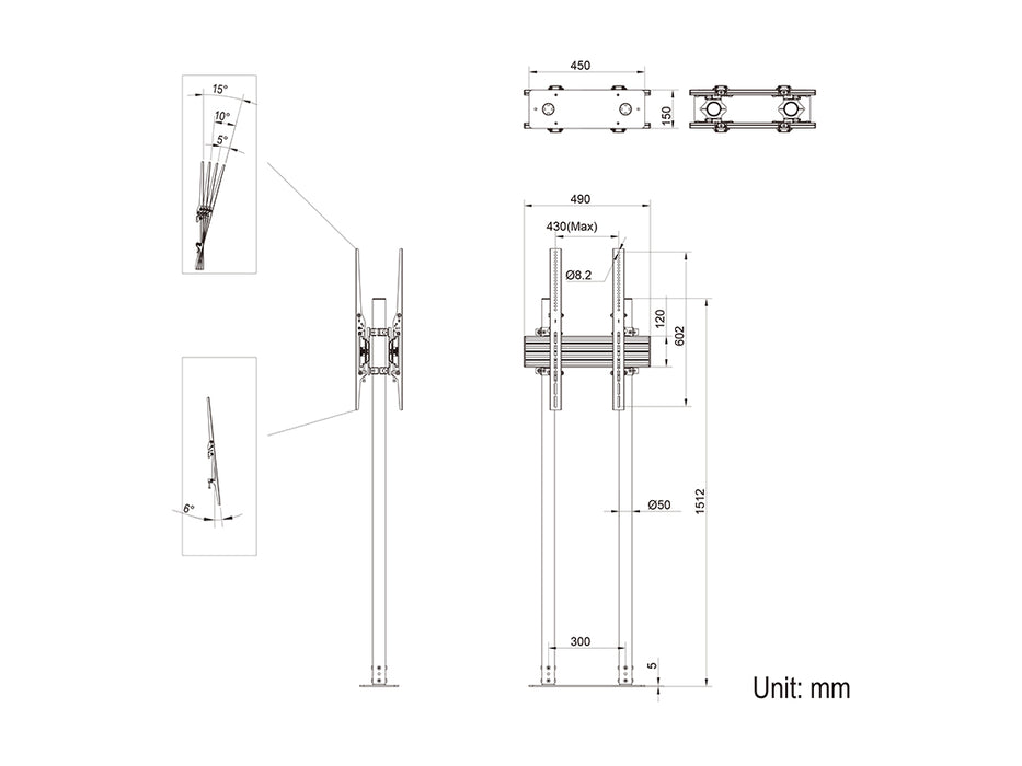 Multibrackets B2B M Dual Pole Floormount Pro - (65"-90")