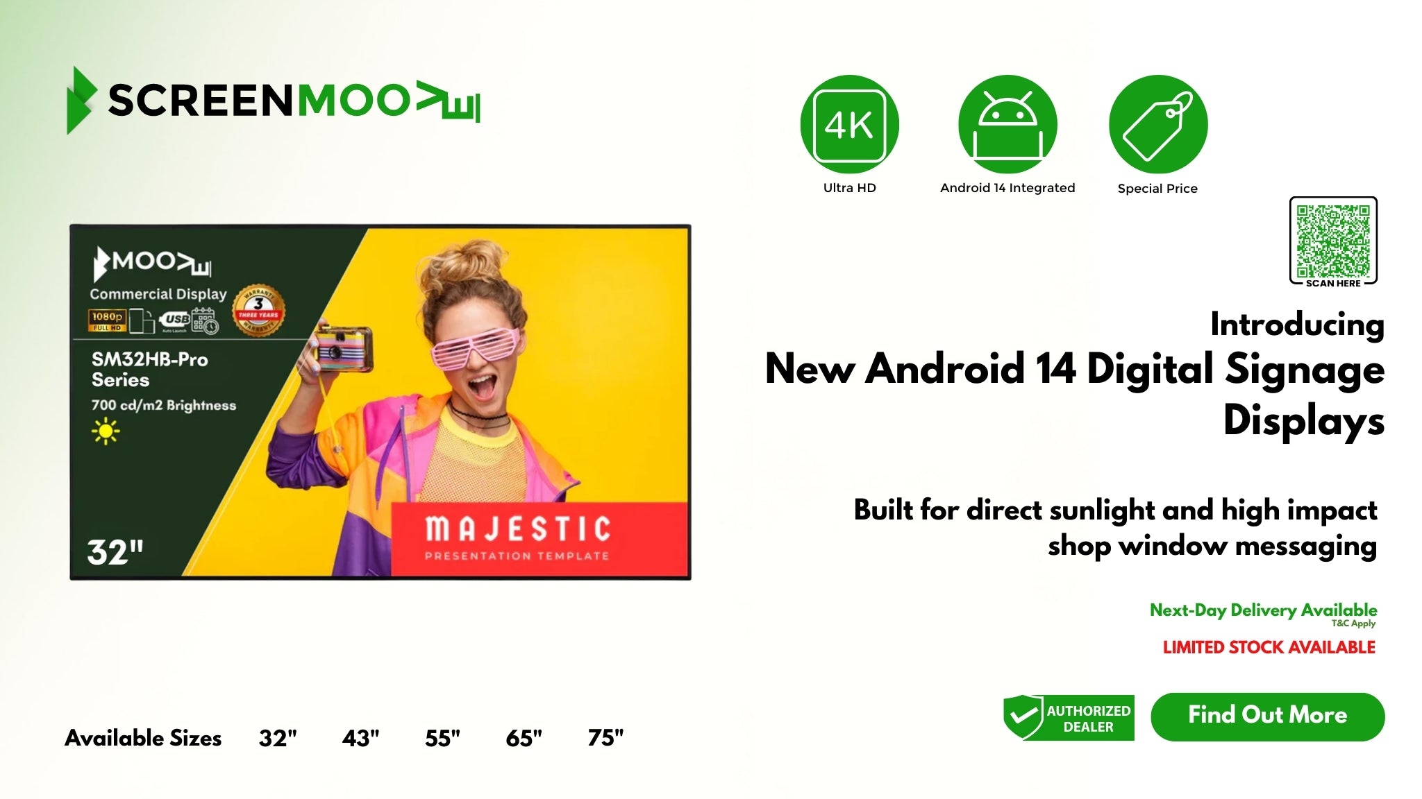New High Brightness Android 14 Digital Signage Displays