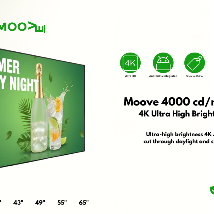 Introducing Moove 4000 cd/m2 Android 14  4K Ultra High Brightness Shop Window Display - Limited Stock Available