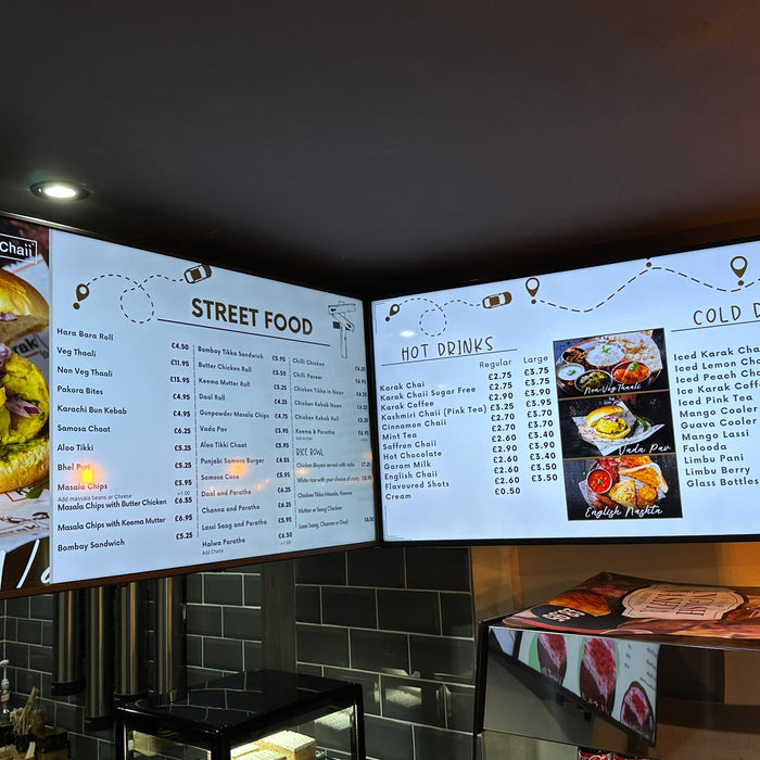 Digital Menu Boards and Window Displays for Karak Chaii