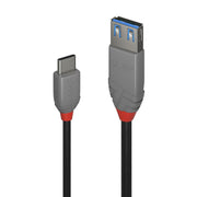 Lindy 0.15m USB 3.2 Type C to A Adapter Cable, 10Gbps, Anthra Line | 36895 USB Cable Lindy