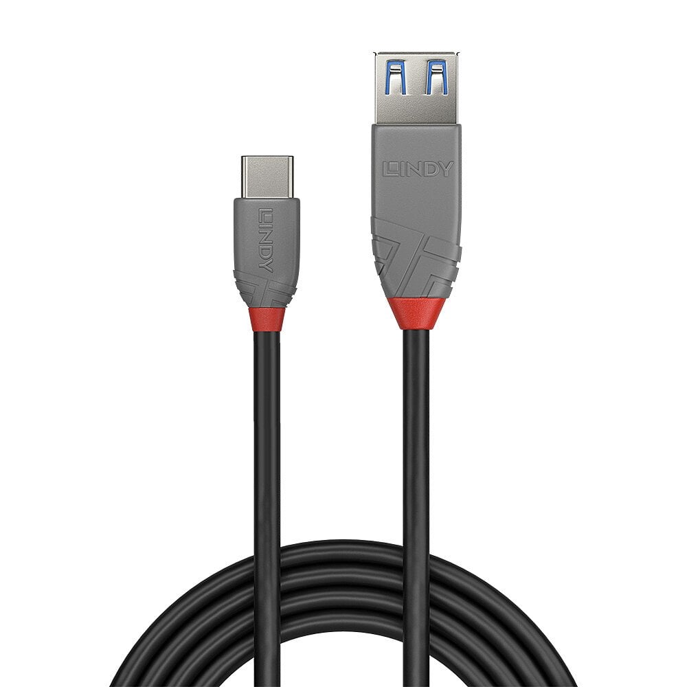 Lindy 0.15m USB 3.2 Type C to A Adapter Cable, 10Gbps, Anthra Line | 36895 USB Cable Lindy