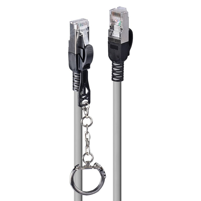 Lindy 0.3m Cat.6A S/FTP Locking Network Cable, Grey | 47600 Network Cable Lindy