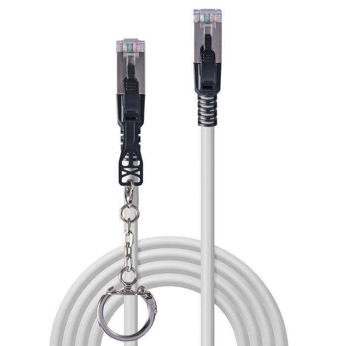 Lindy 0.5m Cat.6A S/FTP Locking Network Cable, Grey | 47601 Network Cable Lindy