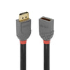 Lindy 0.5m DisplayPort 1.4 Extension Cable, Anthra Line | 36495