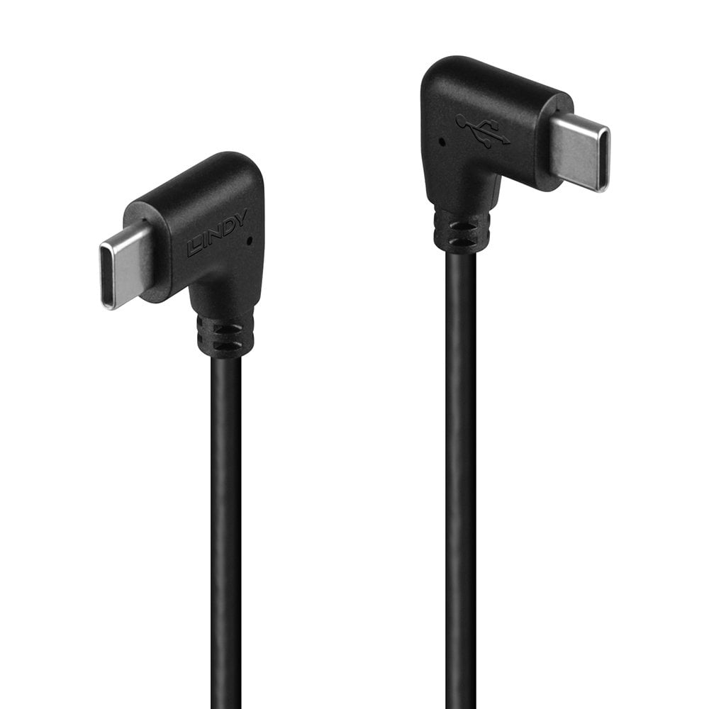 Lindy 0.5m USB 2.0 Right-Angled USB-C to Right-Angled USB-C Cable | 32008 USB Cable Lindy