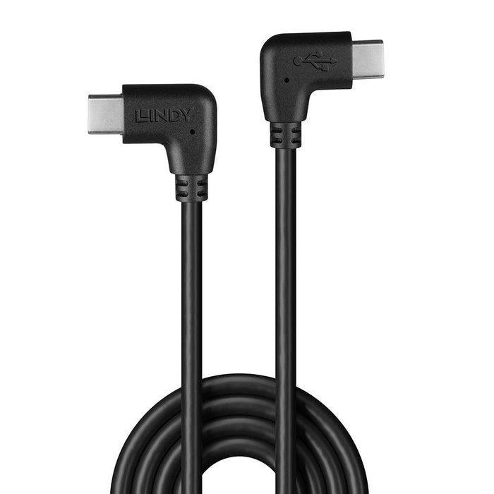 Lindy 0.5m USB 2.0 Right-Angled USB-C to Right-Angled USB-C Cable | 32008 USB-C Cable Lindy