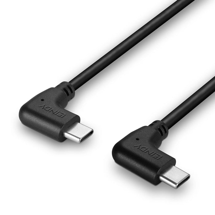 Lindy 0.5m USB 2.0 Right-Angled USB-C to Right-Angled USB-C Cable | 32008 USB-C Cable Lindy