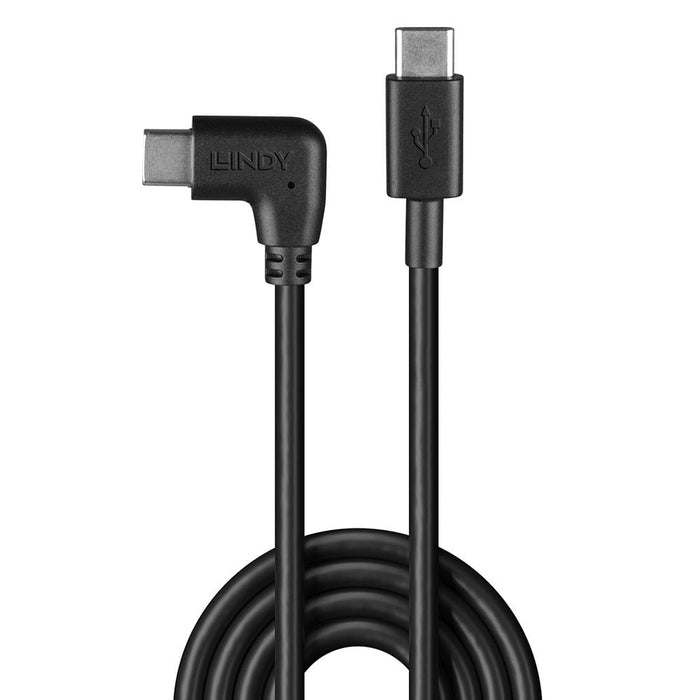 Lindy 0.5m USB 2.0 Straight USB-C to Right-Angled USB-C Cable | 32004 USB-C Cable Lindy