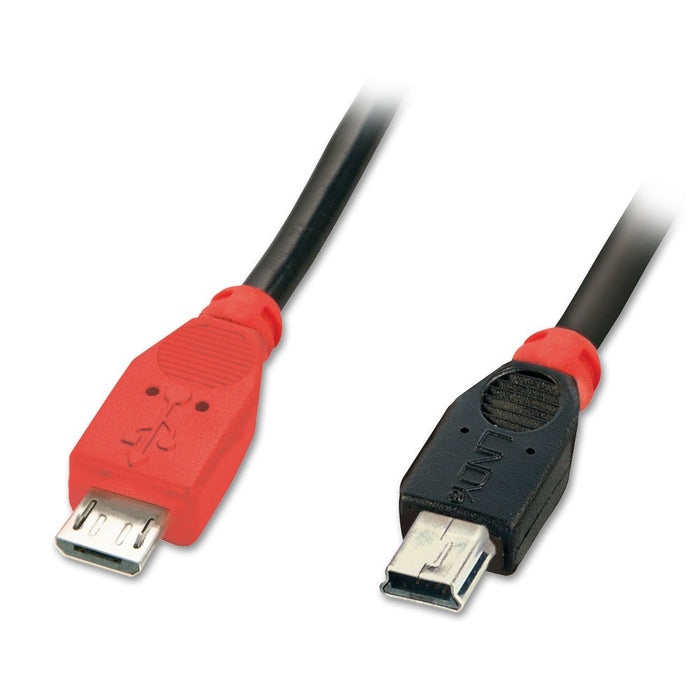 Lindy 0.5m USB 2.0 Type Micro-B to Mini-B OTG Cable | 31717 USB Cable Lindy