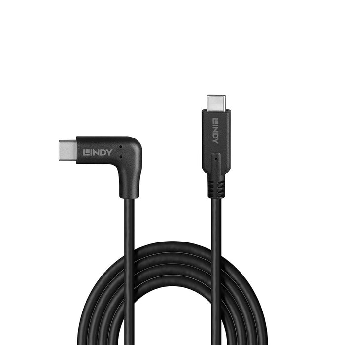 Lindy 0.5m USB 3.2 Straight USB-C to Right-Angled USB-C Cable, 10Gbps | 32017 USB-C Cable Lindy