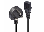 Lindy 0.2m UK 3 Pin Plug To IEC C13 Mains Power Cable, Black | 30430 Power Cable Lindy