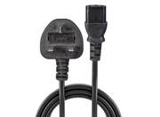 Lindy 0.2m UK 3 Pin Plug To IEC C13 Mains Power Cable, Black | 30430 Power Cable Lindy