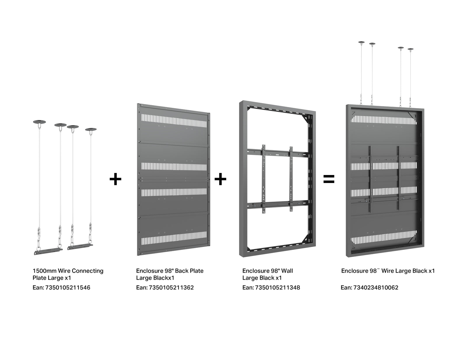 Multibrackets M Pro Series Enclosure 86" Wire Large Black Signage Display Enclosures Multibrackets