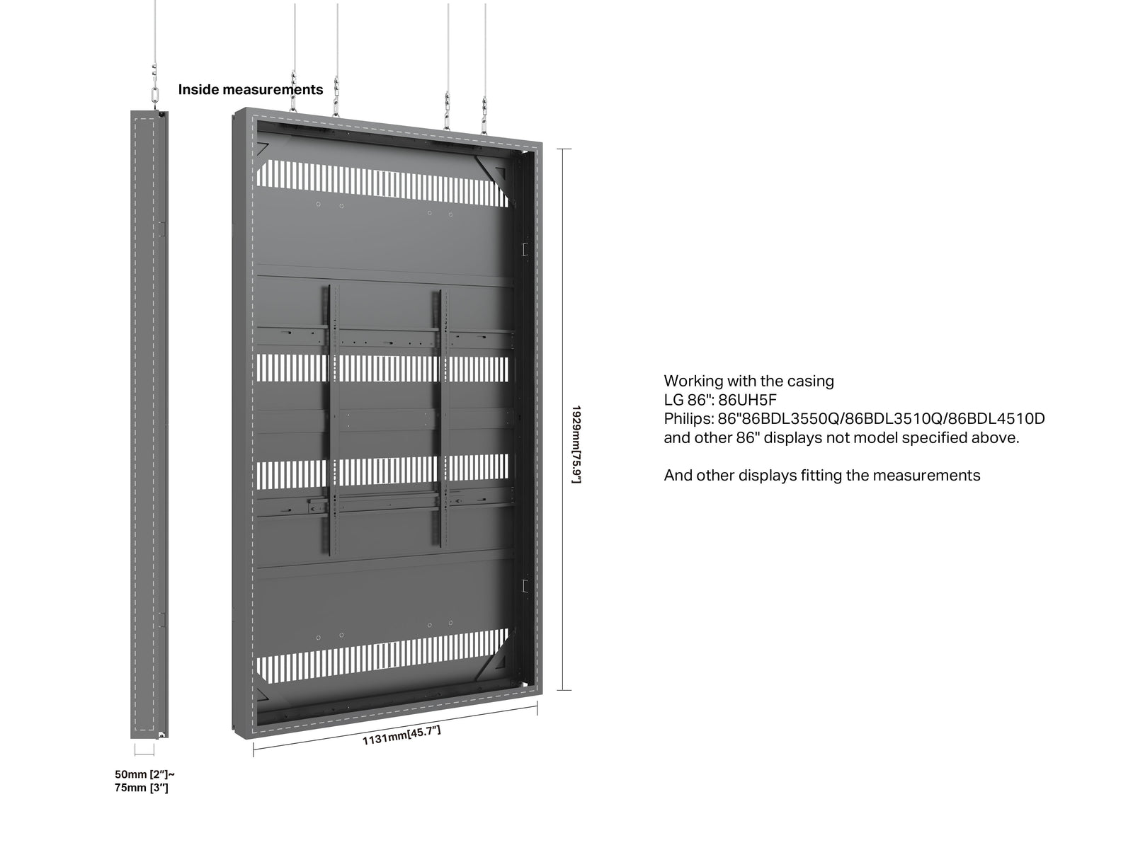 Multibrackets M Pro Series Enclosure 86" Wire Large Black Signage Display Enclosures Multibrackets