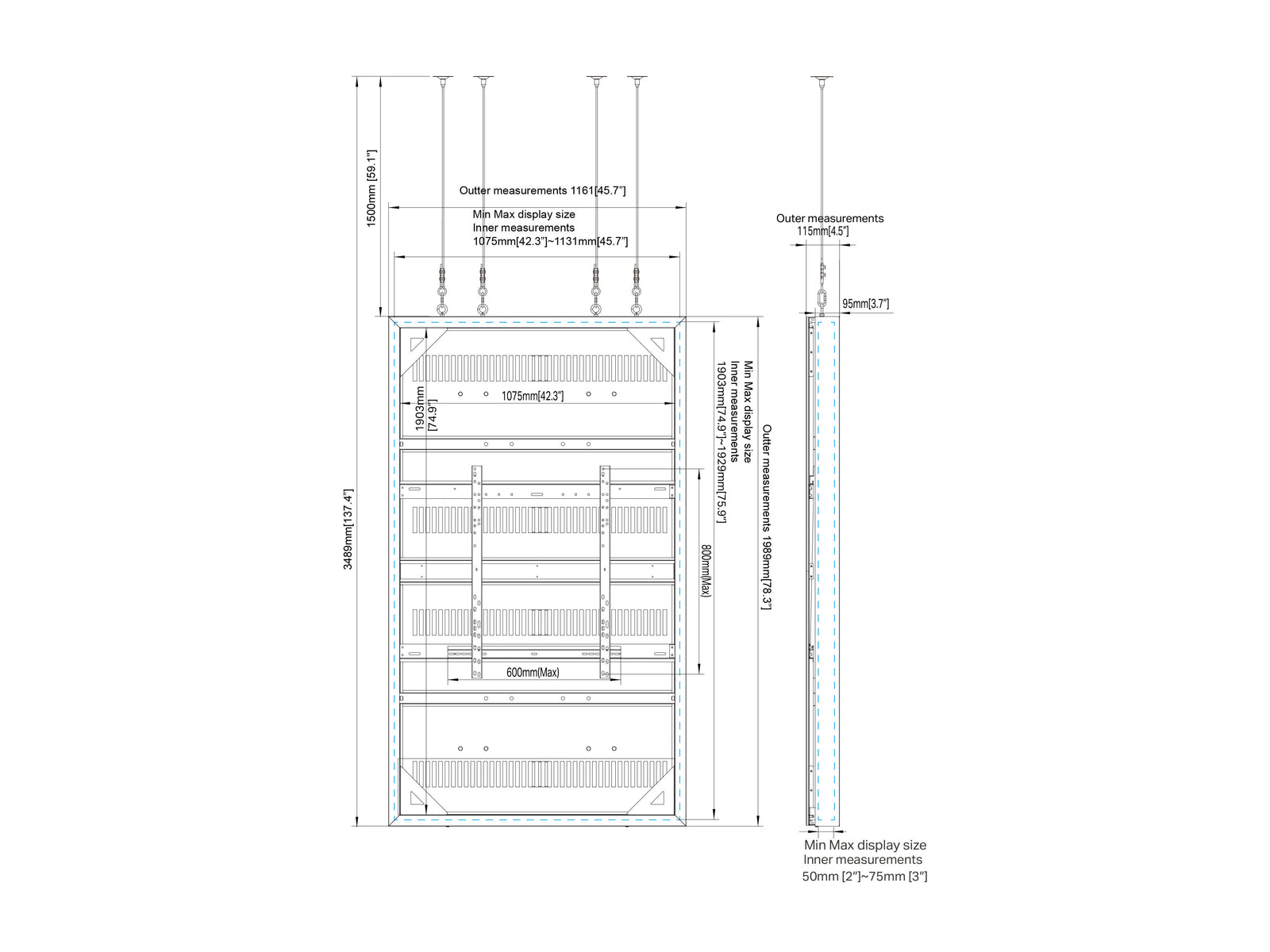 Multibrackets M Pro Series Enclosure 86" Wire Large Black Signage Display Enclosures Multibrackets
