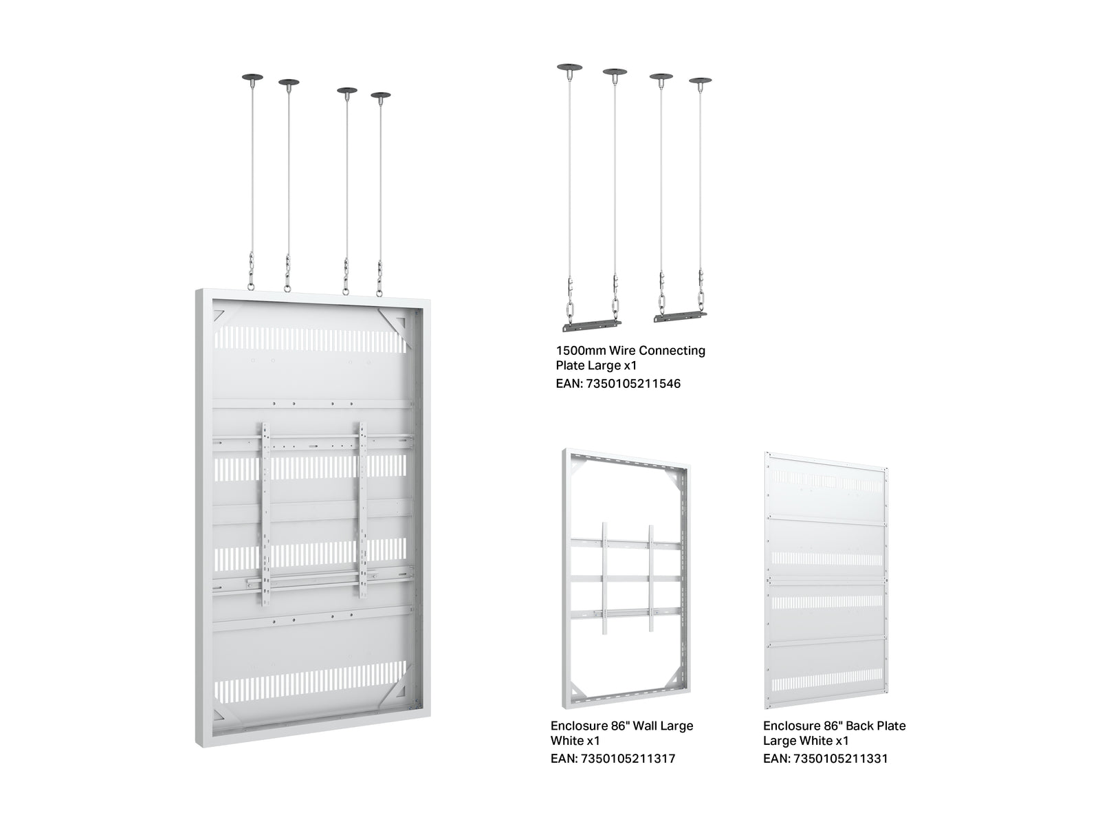 Multibrackets M Pro Series Enclosure 86" Wire Large White Signage Display Enclosures Multibrackets