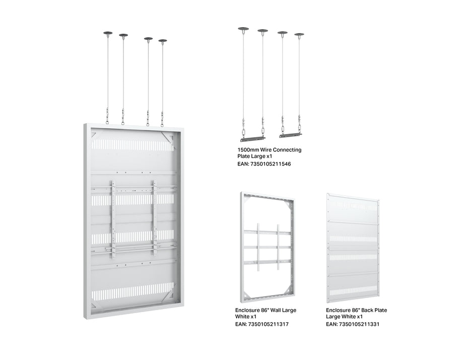 Multibrackets M Pro Series Enclosure 86" Wire Large White Signage Display Enclosures Multibrackets