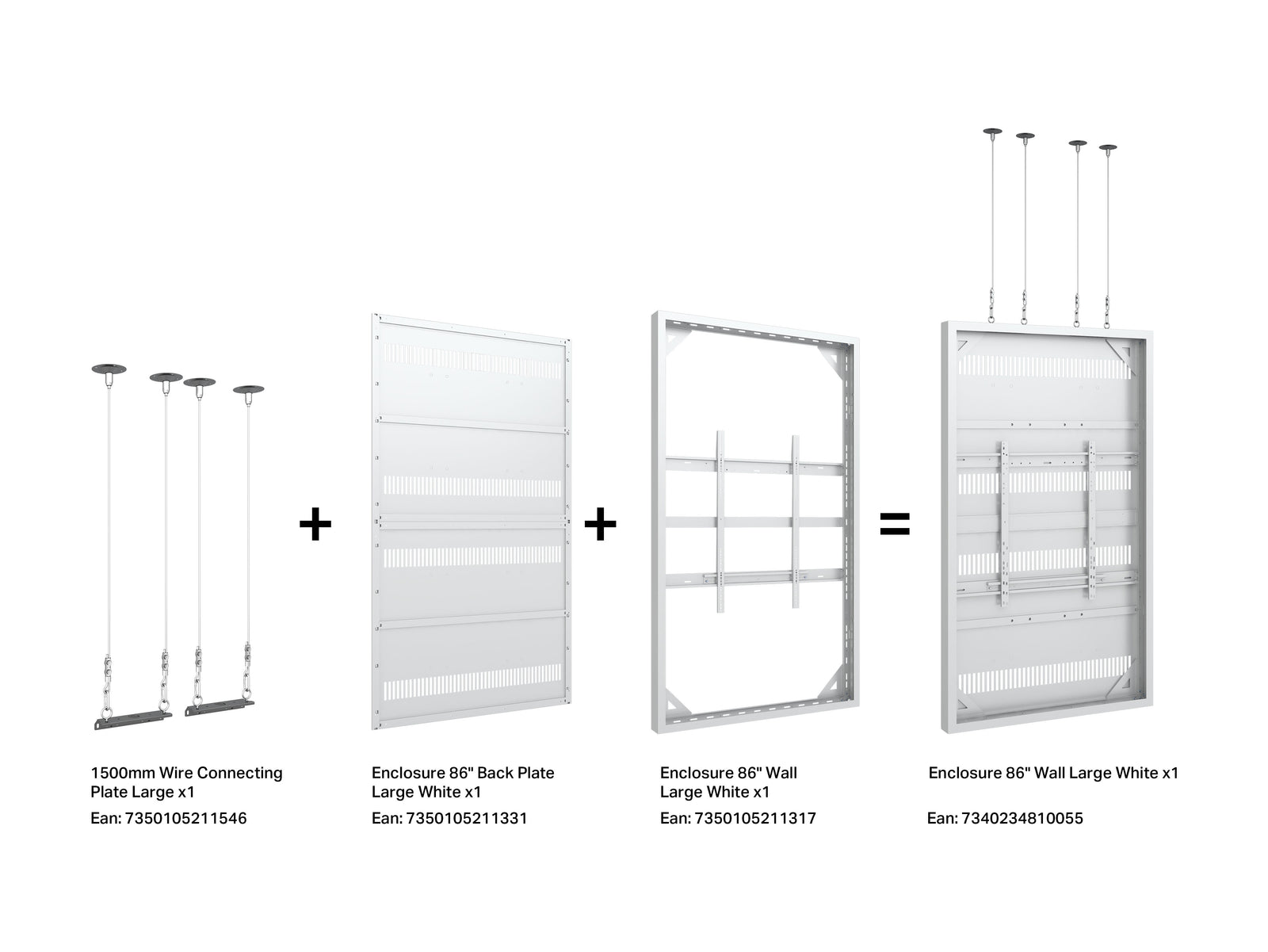Multibrackets M Pro Series Enclosure 86" Wire Large White Signage Display Enclosures Multibrackets