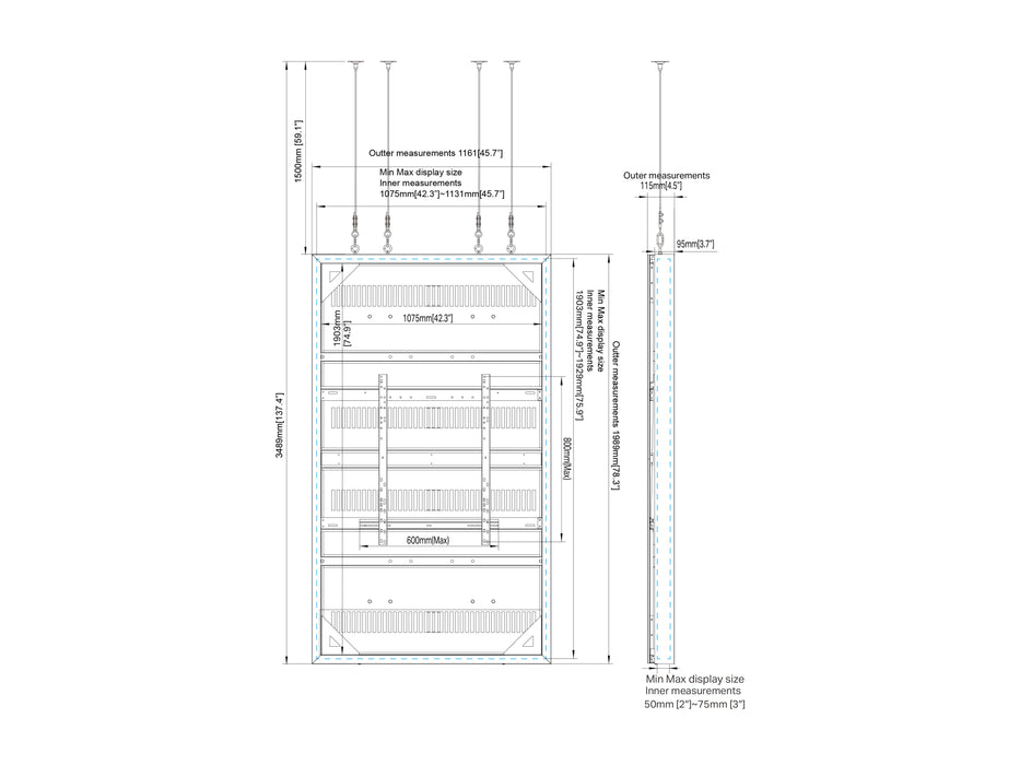 Multibrackets M Pro Series Enclosure 86" Wire Large White Signage Display Enclosures Multibrackets