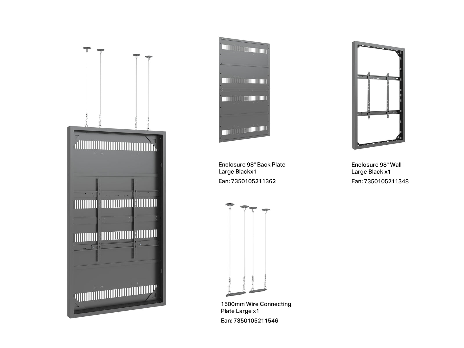Multibrackets M Pro Series Enclosure 98" Wire Large Black Signage Display Enclosures Multibrackets