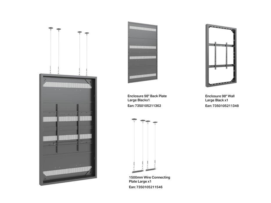 Multibrackets M Pro Series Enclosure 98" Wire Large Black Signage Display Enclosures Multibrackets