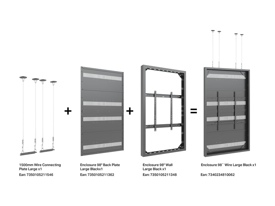 Multibrackets M Pro Series Enclosure 98" Wire Large Black Signage Display Enclosures Multibrackets