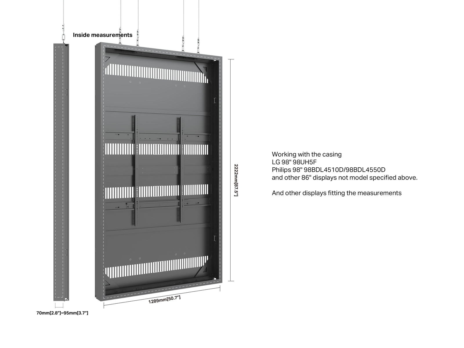 Multibrackets M Pro Series Enclosure 98" Wire Large Black Signage Display Enclosures Multibrackets