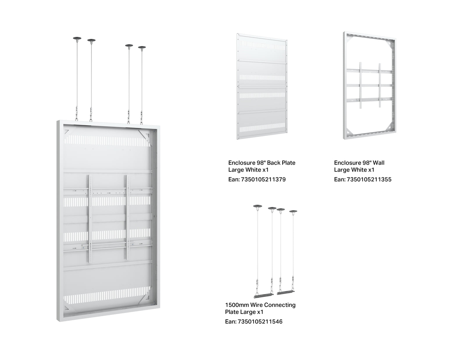 Multibrackets M Pro Series Enclosure 98" Wire Large White Signage Display Enclosures Multibrackets
