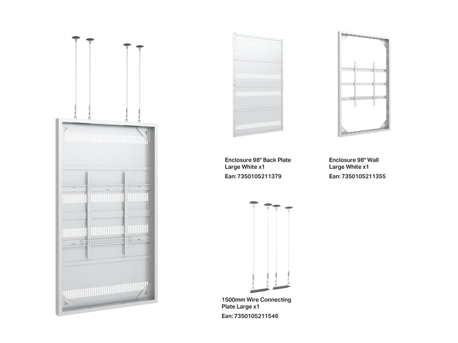 Multibrackets M Pro Series Enclosure 98" Wire Large White Signage Display Enclosures Multibrackets