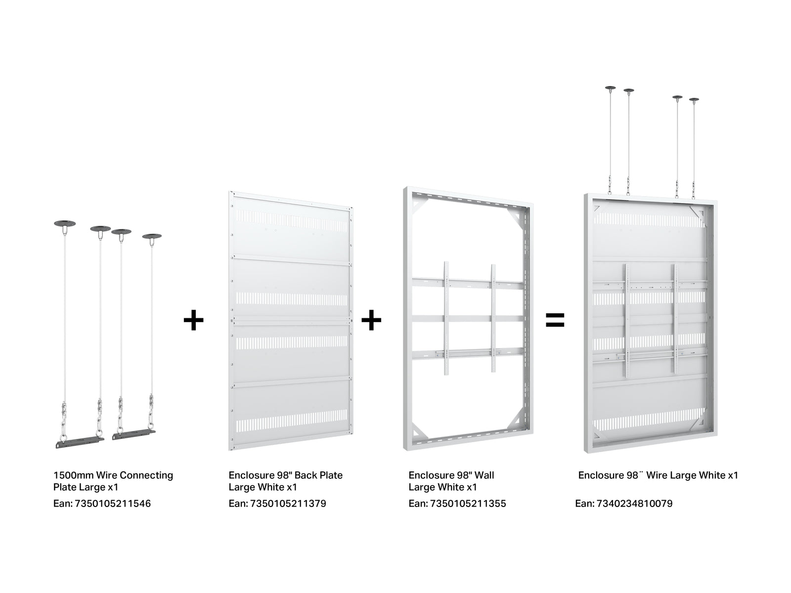 Multibrackets M Pro Series Enclosure 98" Wire Large White Signage Display Enclosures Multibrackets