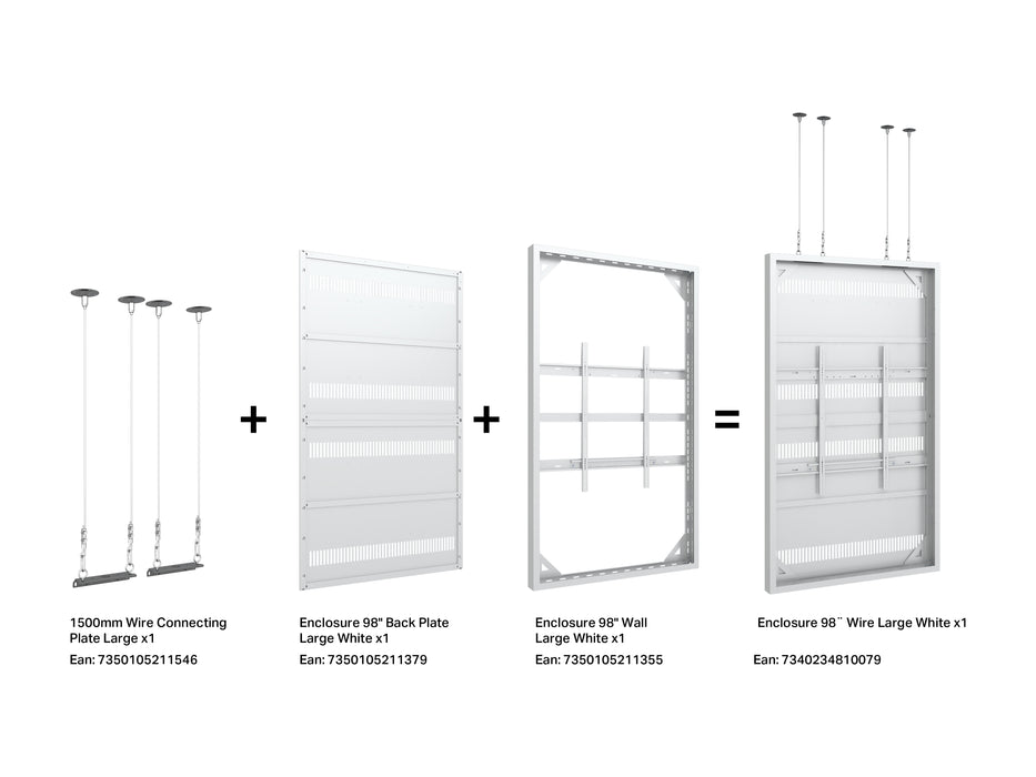 Multibrackets M Pro Series Enclosure 98" Wire Large White Signage Display Enclosures Multibrackets
