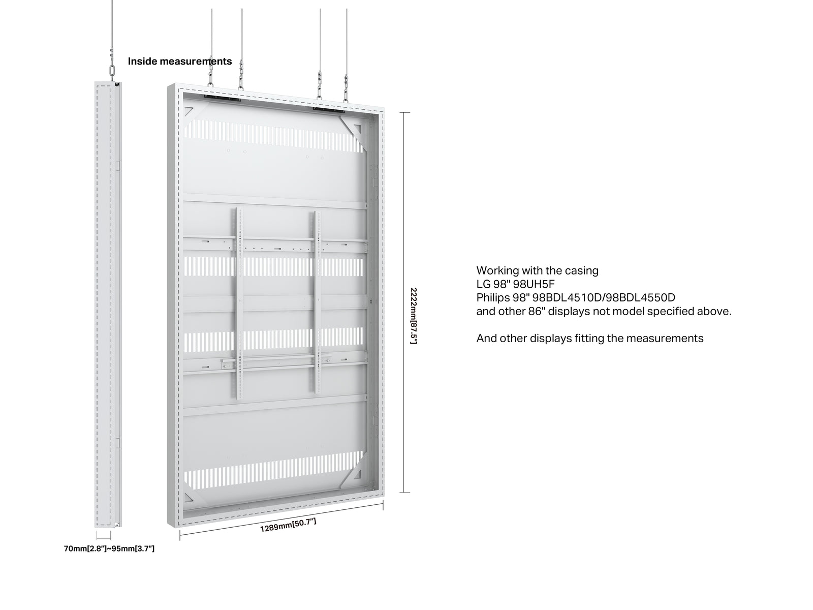 Multibrackets M Pro Series Enclosure 98" Wire Large White Signage Display Enclosures Multibrackets