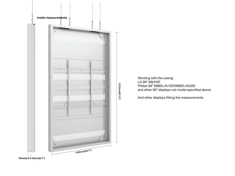 Multibrackets M Pro Series Enclosure 98" Wire Large White Signage Display Enclosures Multibrackets