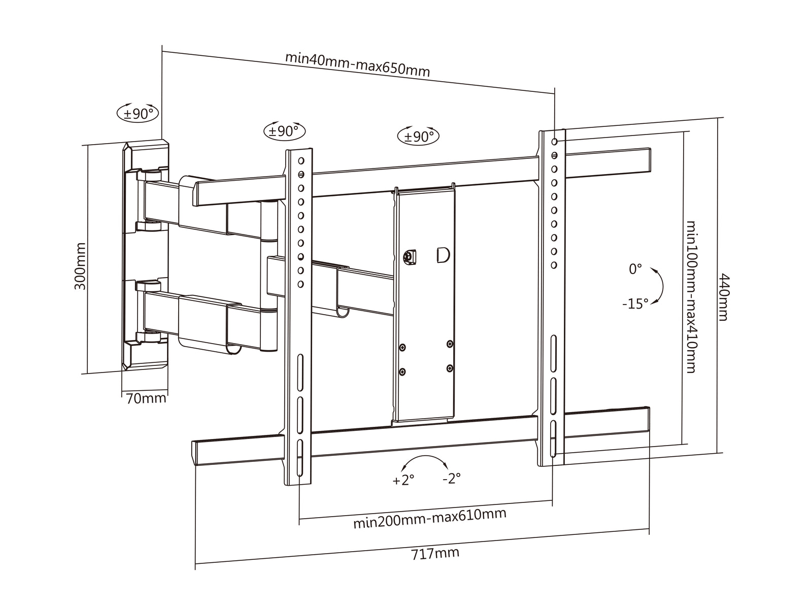 Multibrackets M VESA Flexarm Thin TV Wall Mount - 37" to 65" Screen Wall Mount Bracket Multibrackets
