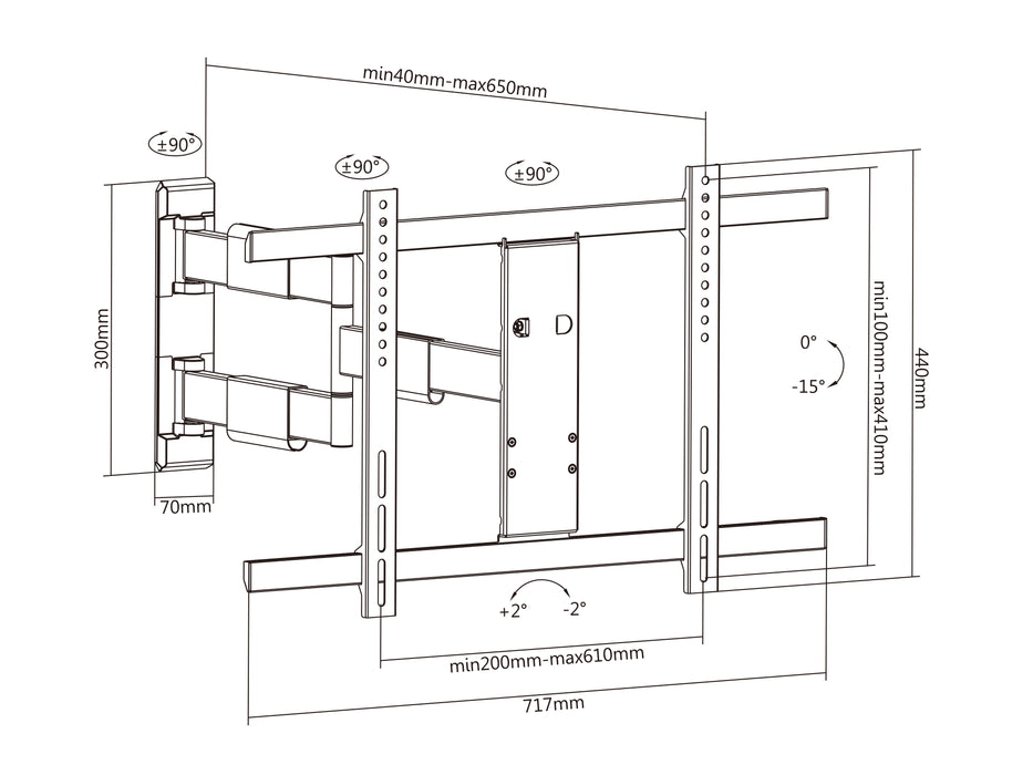 Multibrackets M VESA Flexarm Thin TV Wall Mount - 37" to 65" Screen Wall Mount Bracket Multibrackets