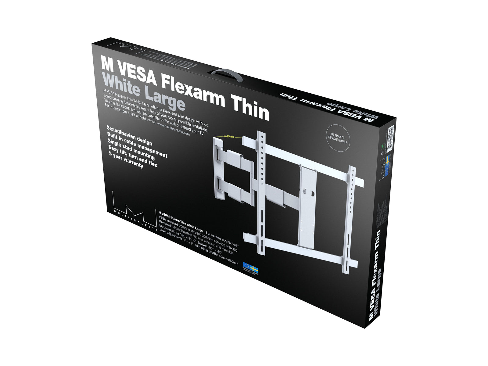 Multibrackets M VESA Flexarm Thin TV Wall Mount - 37" to 65" Screen Wall Mount Bracket Multibrackets