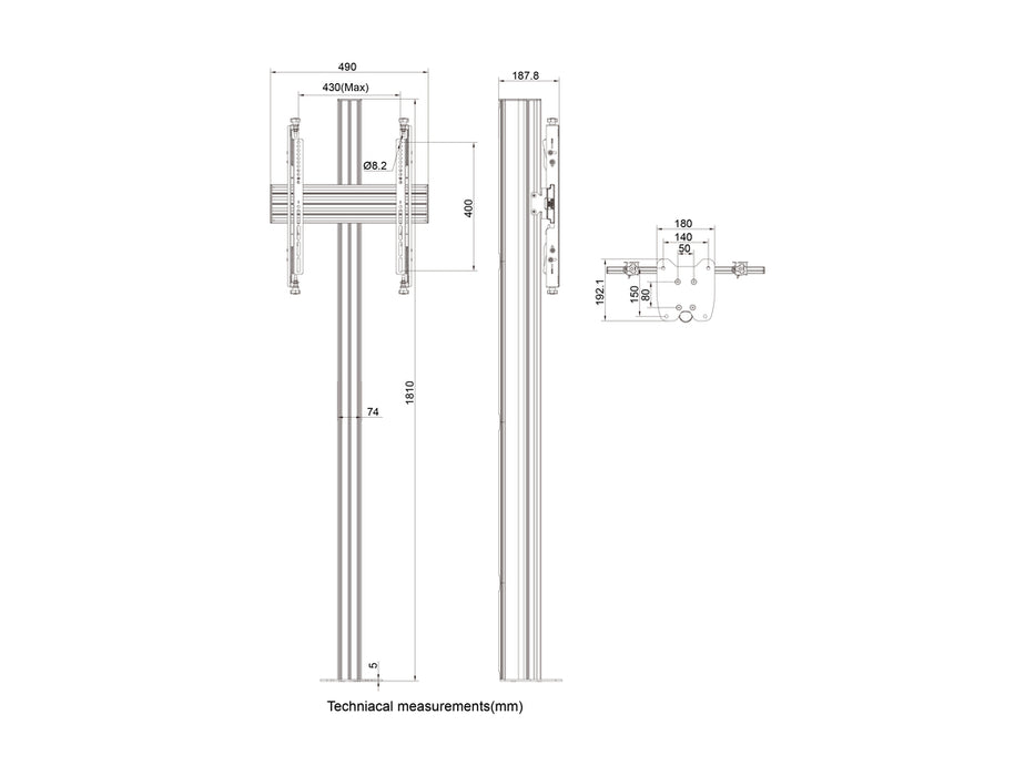 Multibrackets MBFC1U M Floorstands Column Pro - (32"-65")