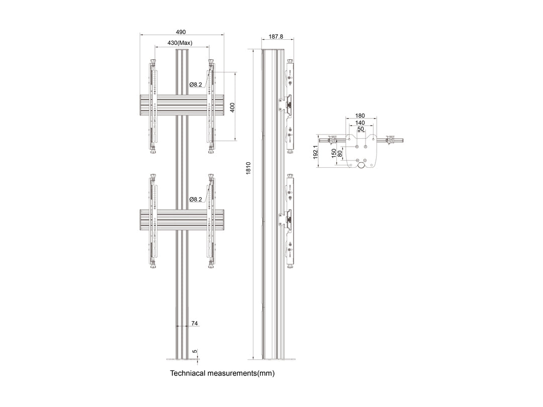 Multibrackets MBFC2U M Floorstands Column Pro - (32"-65") Floor Stand Multibrackets
