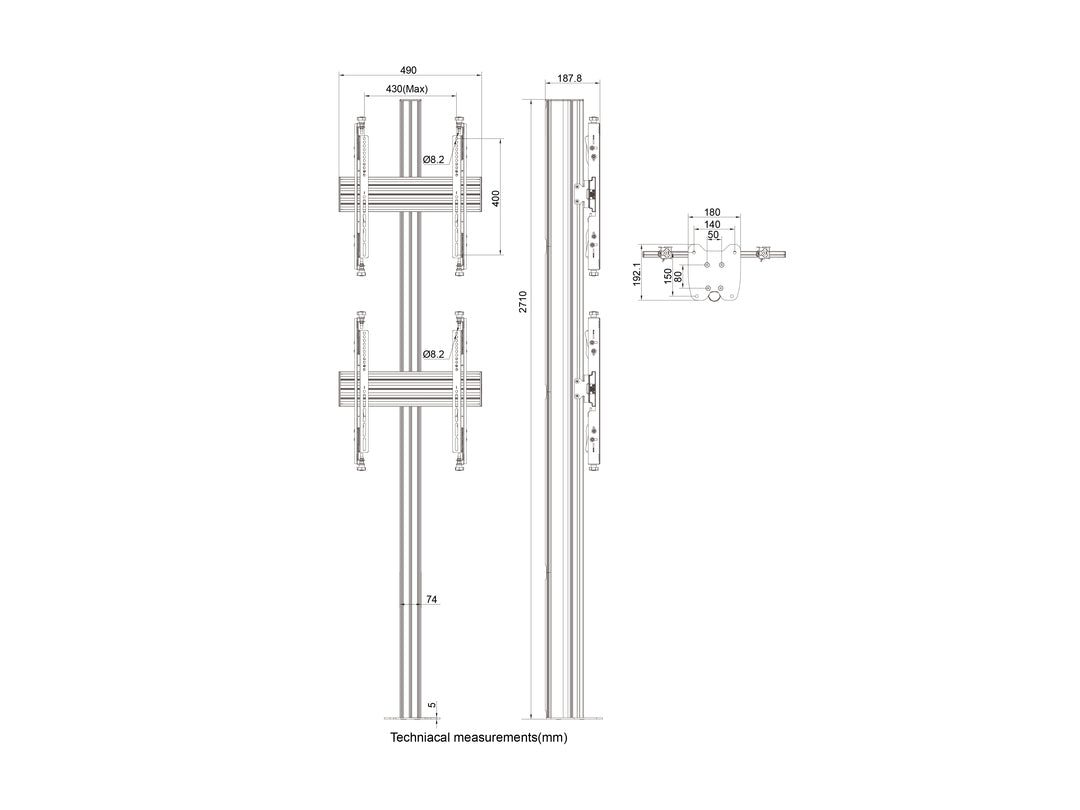 Multibrackets MBFC2U M Floorstands Column Pro - (32"-65") Floor Stand Multibrackets