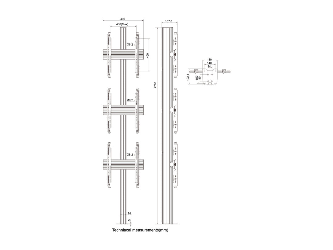 Multibrackets MBFC3U M Floorstands Column Pro - (32"-65") Floor Stand Multibrackets