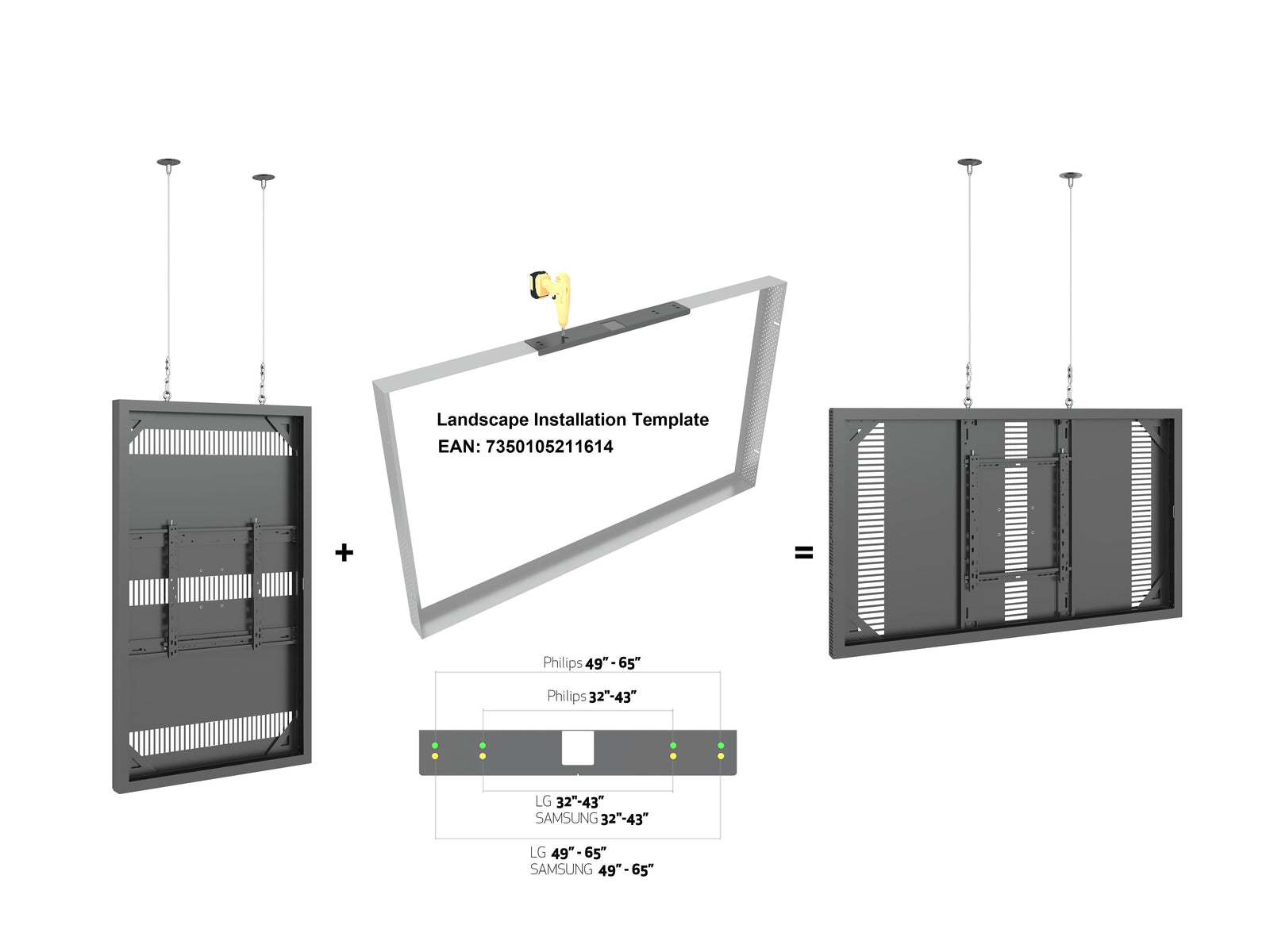 Multibrackets M Pro Series Enclosure 65" Wire Slim Medium Black Signage Display Enclosures Multibrackets