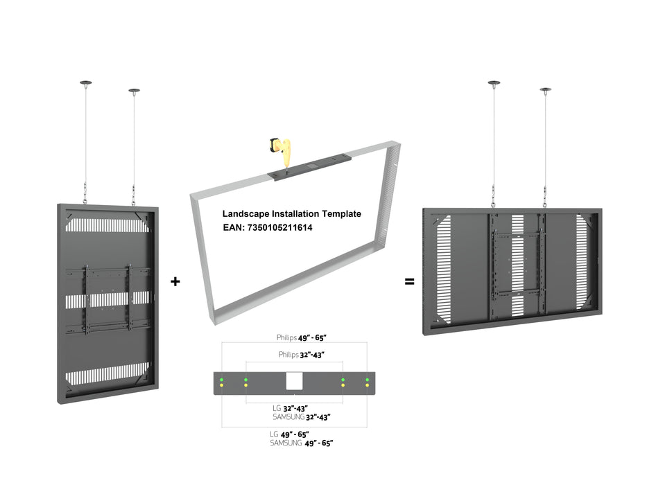 Multibrackets M Pro Series Enclosure 65" Wire Slim Medium Black Signage Display Enclosures Multibrackets