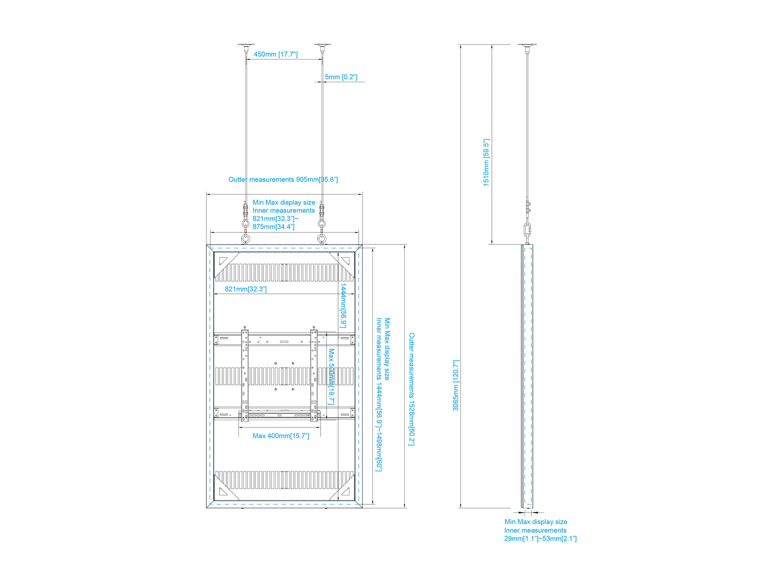Multibrackets M Pro Series Enclosure 65" Wire Slim Medium Black Signage Display Enclosures Multibrackets